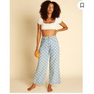 Billabong x Wrangler Floral Pattern Print Light Weight Blue Jeans